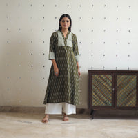 Handloom Cotton Pochampally Ikat Kurta with Patchwork 08