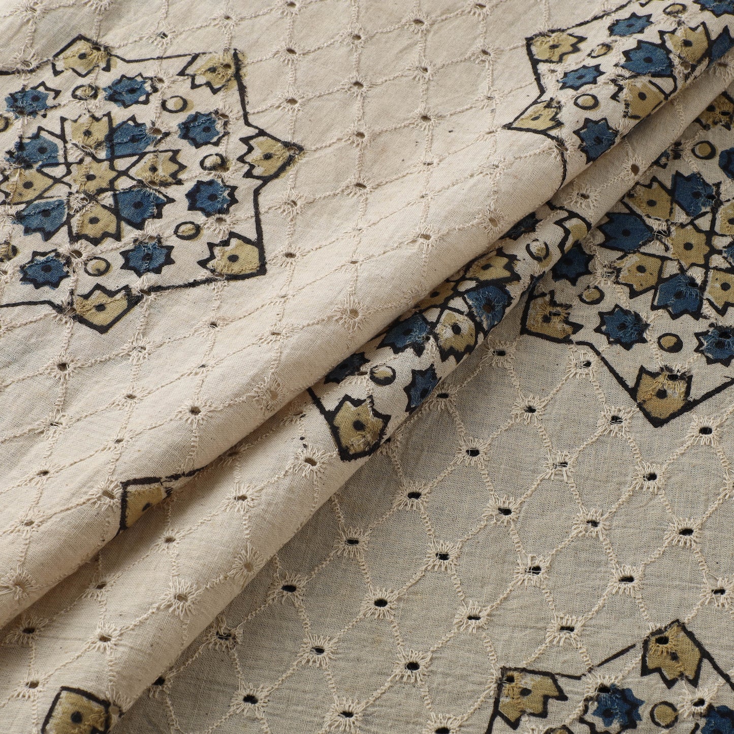 Hakoba Hand Block Ajrakh Print Natural Dyed Cotton Fabric 41