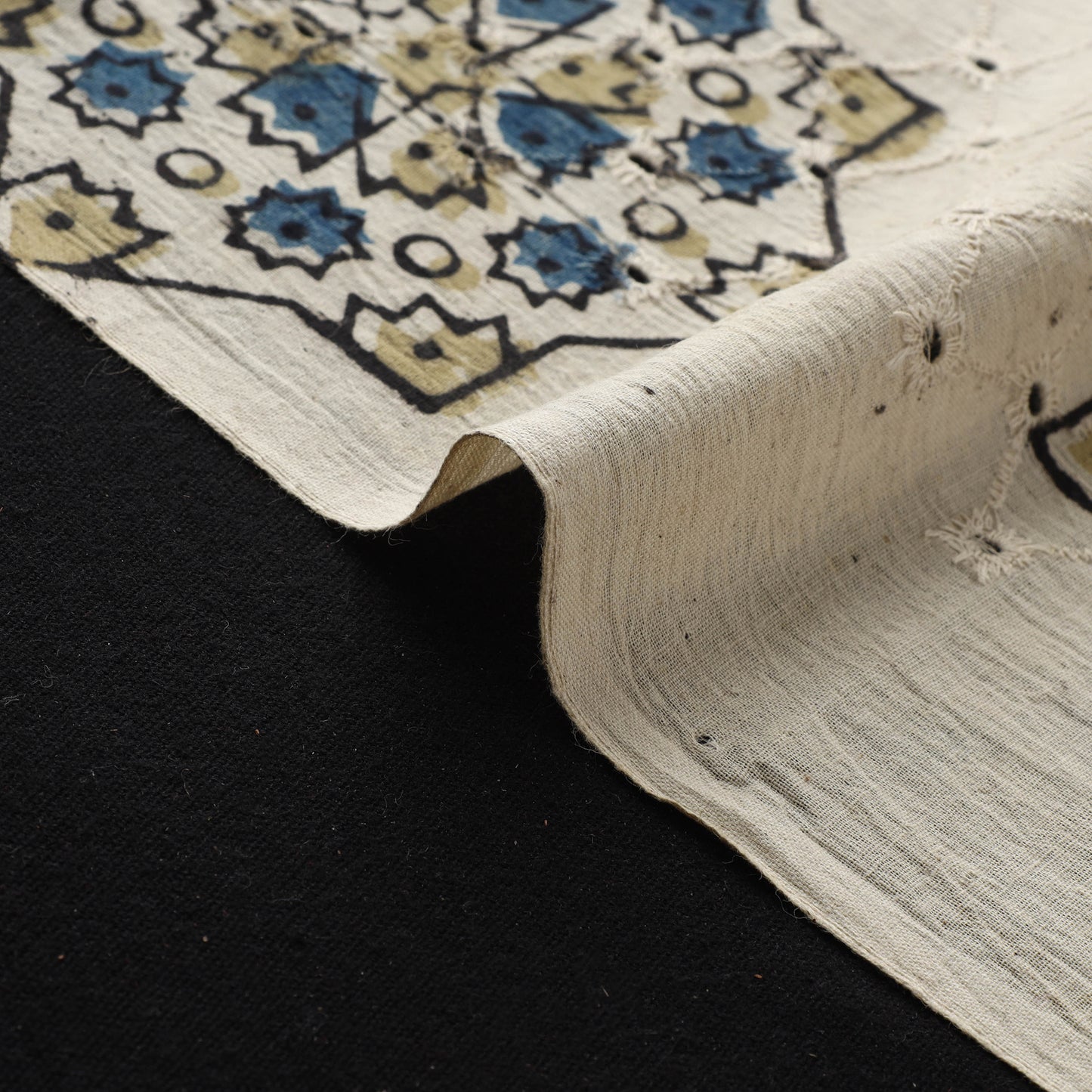 Hakoba Hand Block Ajrakh Print Natural Dyed Cotton Fabric 41