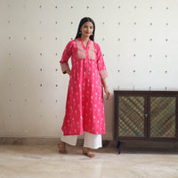 Handloom Cotton Pochampally Ikat Kurta with Patchwork 06