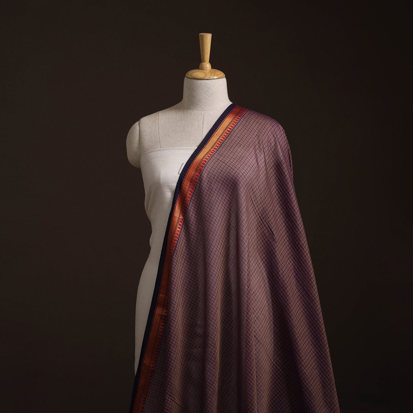 Dharwad Checks Cotton Fabric with Border 08