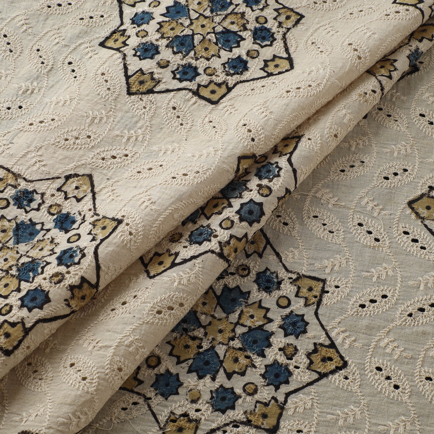 Hakoba Hand Block Ajrakh Print Natural Dyed Cotton Fabric 44