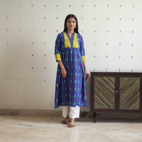 Buy Blue Cotton Pochampally Ikat Kurta for Women