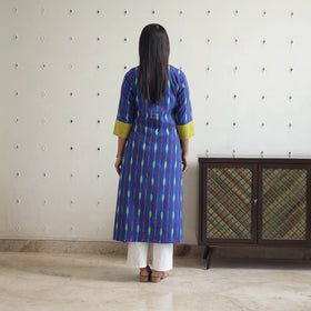 Buy Blue Cotton Pochampally Ikat Kurta for Women