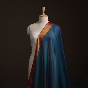 Blue - Dharwad Cotton Fabric with Zari Border 15