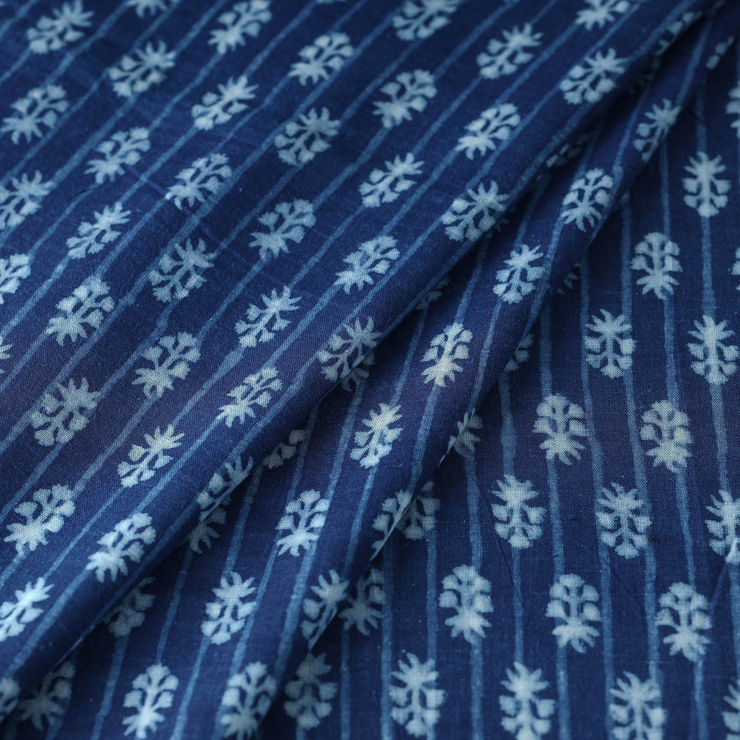 Blue - Indigo Hand Block Prints Pure Cotton Fabric