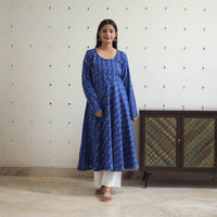 Handloom Cotton Flared Pochampally Ikat Kurta 12