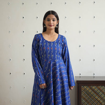 Handloom Cotton Flared Pochampally Ikat Kurta 12