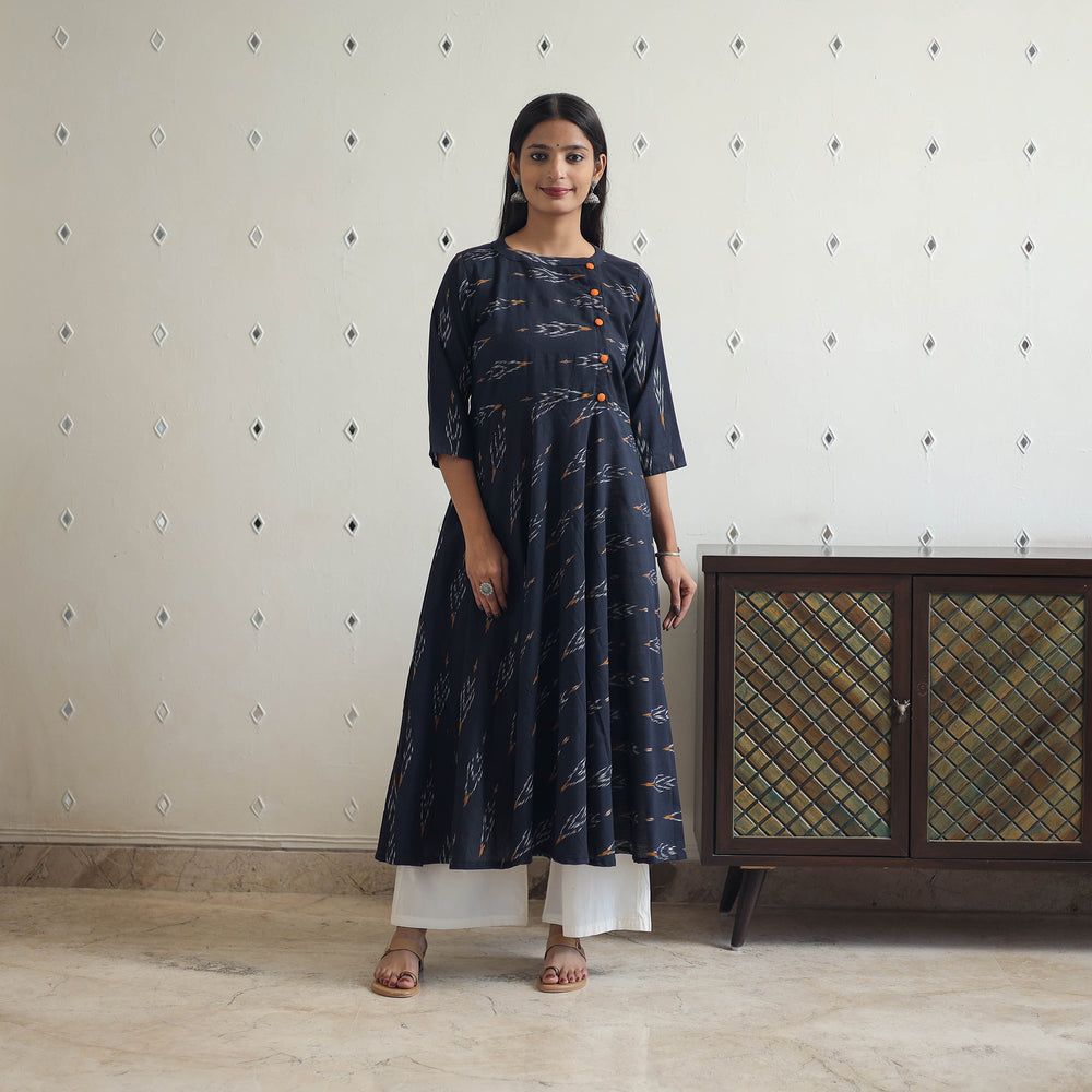 Handloom Cotton Flared Pochampally Ikat Kurta 20