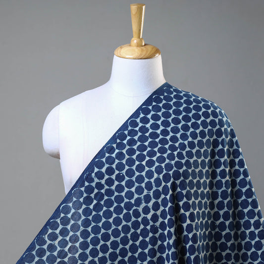 Blue - Indigo Hand Block Prints Pure Cotton Fabric