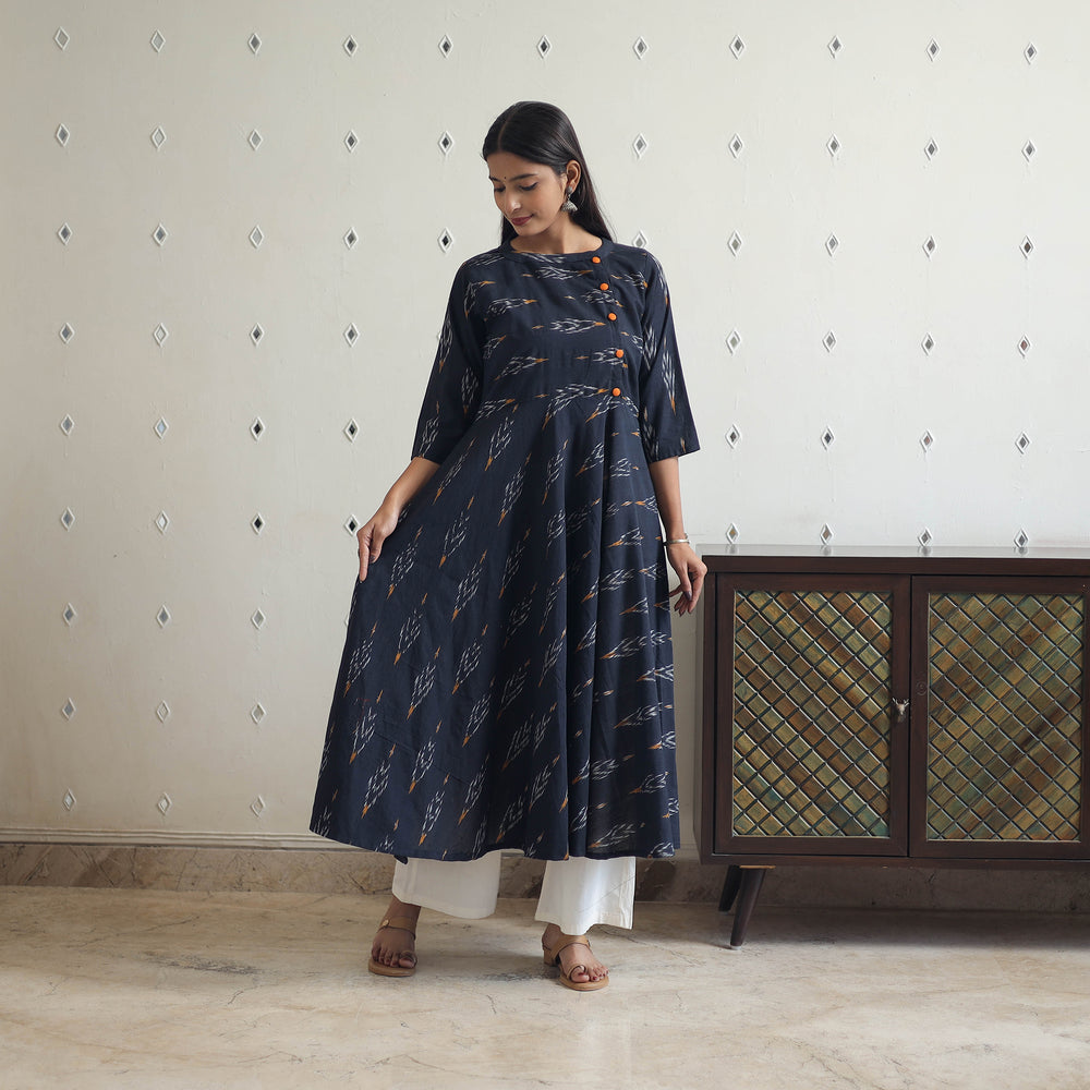 Handloom Cotton Flared Pochampally Ikat Kurta 20