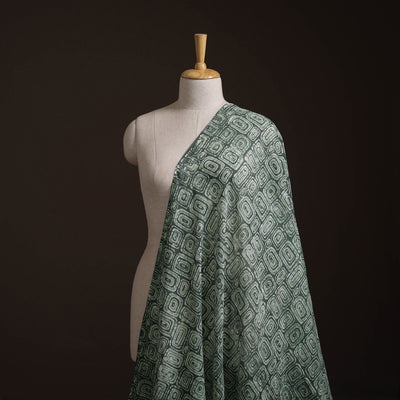 Green - Pure Mul Cotton Kutch Hand Block Batik Print Fabric 02