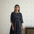 Buy Blue Cotton Flared Pochampally Ikat Kurta