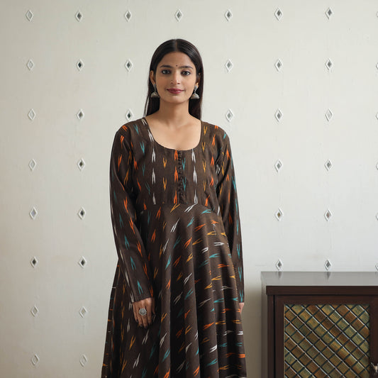 Handloom Cotton Flared Pochampally Ikat Kurta 11