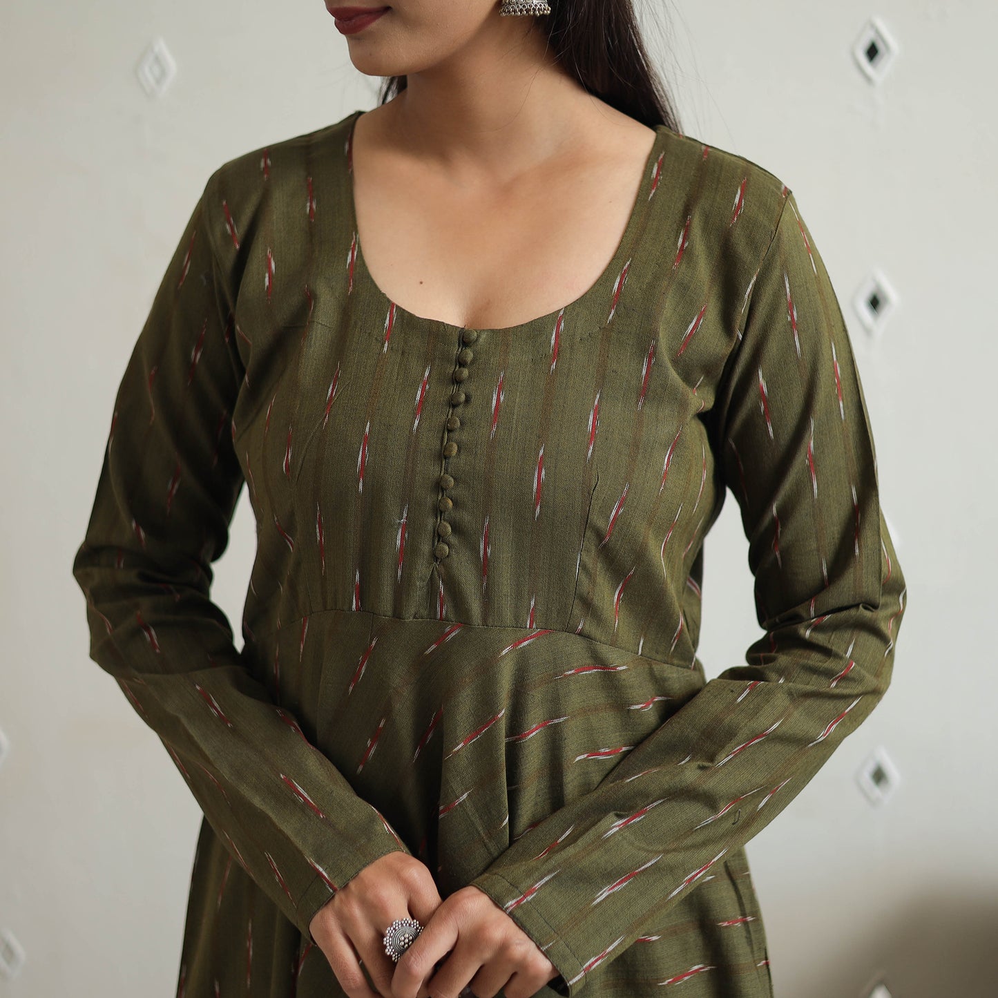 Handloom Cotton Flared Pochampally Ikat Kurta 15