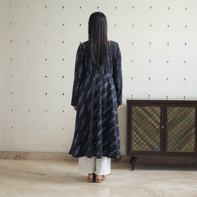 Buy Black Cotton Flared Pochampally Ikat Kurta