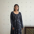 Buy Black Cotton Flared Pochampally Ikat Kurta