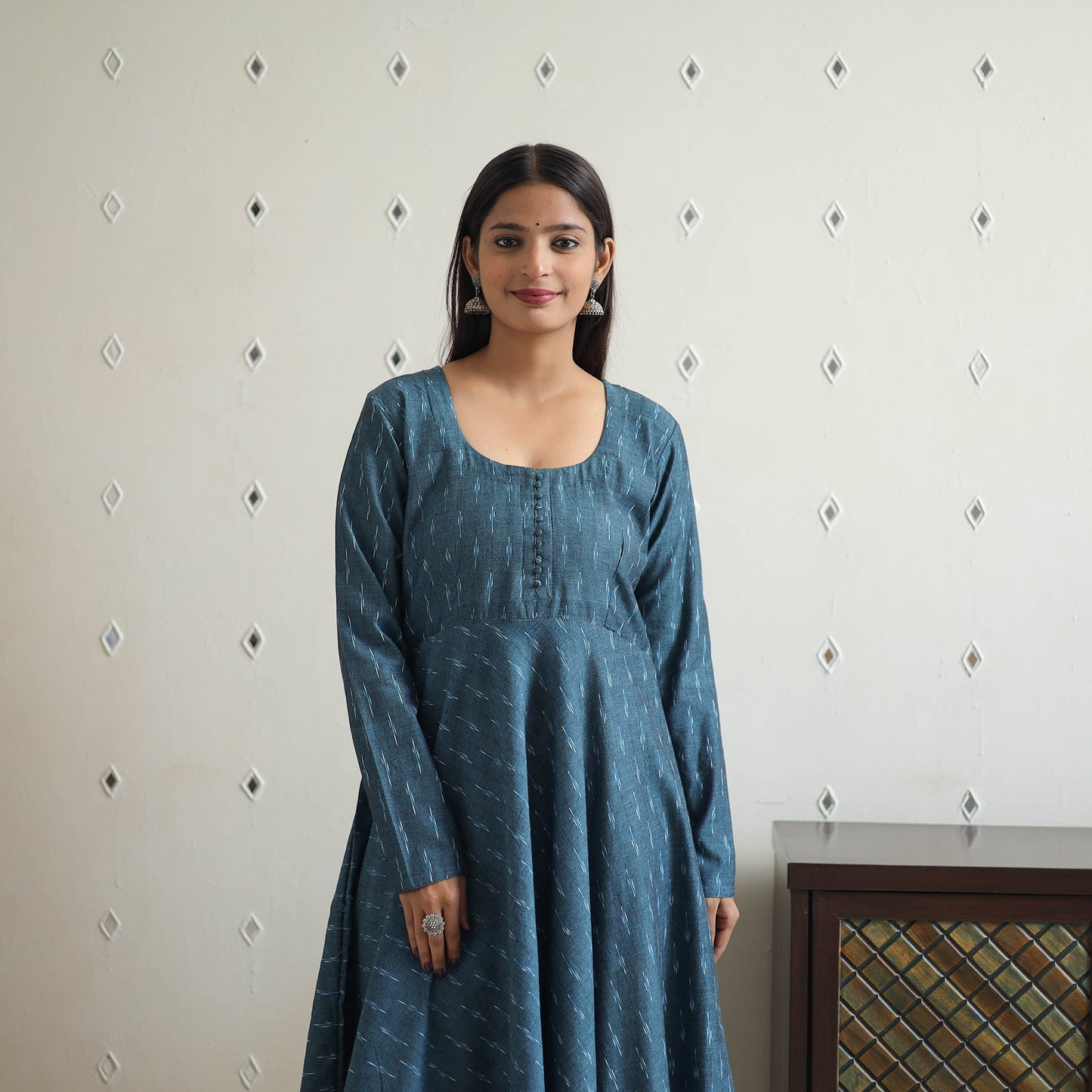 Handloom Cotton Flared Pochampally Ikat Kurta 13