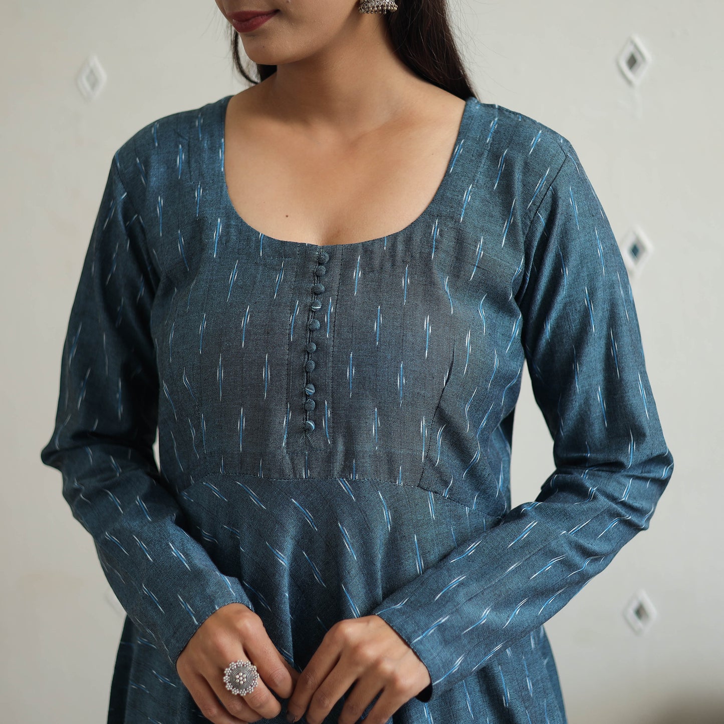 Handloom Cotton Flared Pochampally Ikat Kurta 13