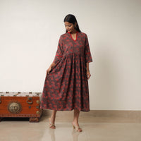 Hand Block Print Cotton Flared Gher Ajrakh Dress 10