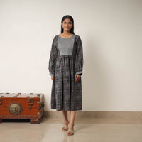 Hand Block Print Cotton Flared Gher Ajrakh Dress 12