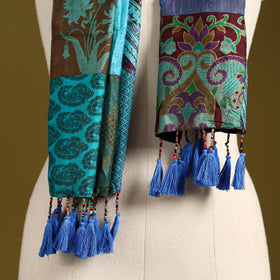 Multicolor - pure silk patchwork stole with tassels 30