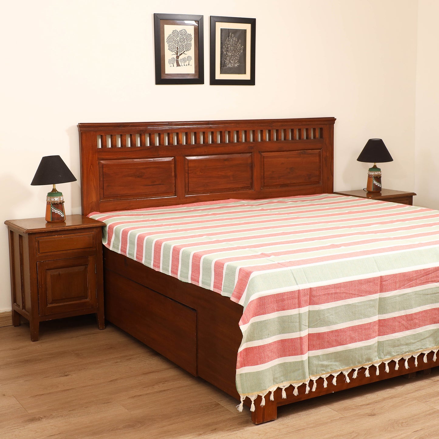 Handloom Cotton Double Bedsheet (108 x 90 in) 18