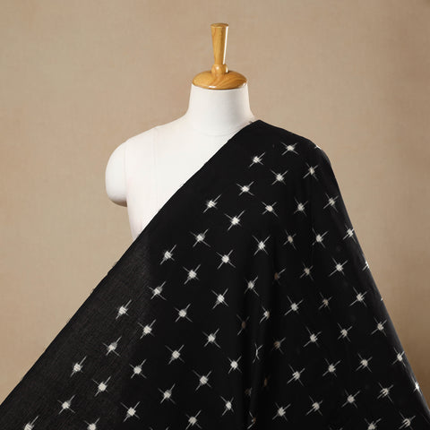  Black Handloom Cotton Pochampally Double Ikat Fabric