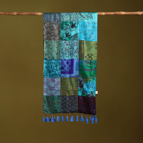 Multicolor - pure silk patchwork stole with tassels 30