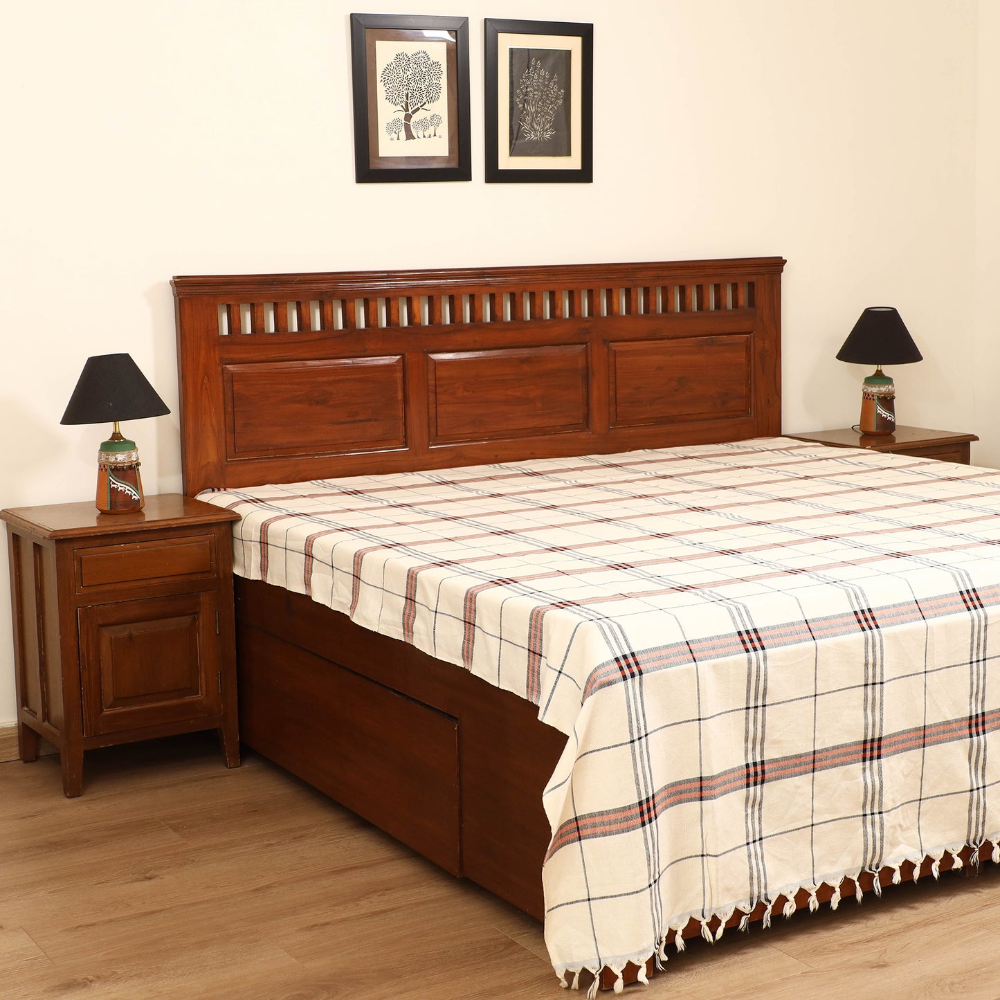 Handloom Cotton Double Bedsheet (108 x 90 in) 39