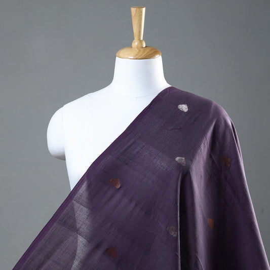 Purple - Godavari Jamdani Pan Zari Buti Handloom Cotton Fabric