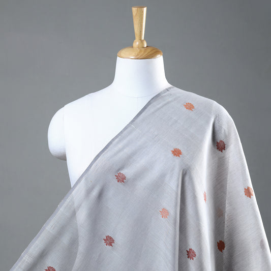 Grey - Godavari Jamdani Multicolor Lotus Thread Buti Handloom Cotton Fabric