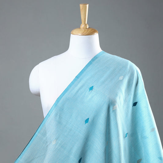 Blue - Godavari Jamdani Multicolor Lotus Thread Buti Handloom Cotton Fabric