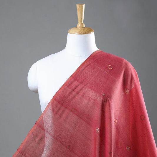 Red - Godavari Jamdani Pan Zari Buti Handloom Cotton Fabric