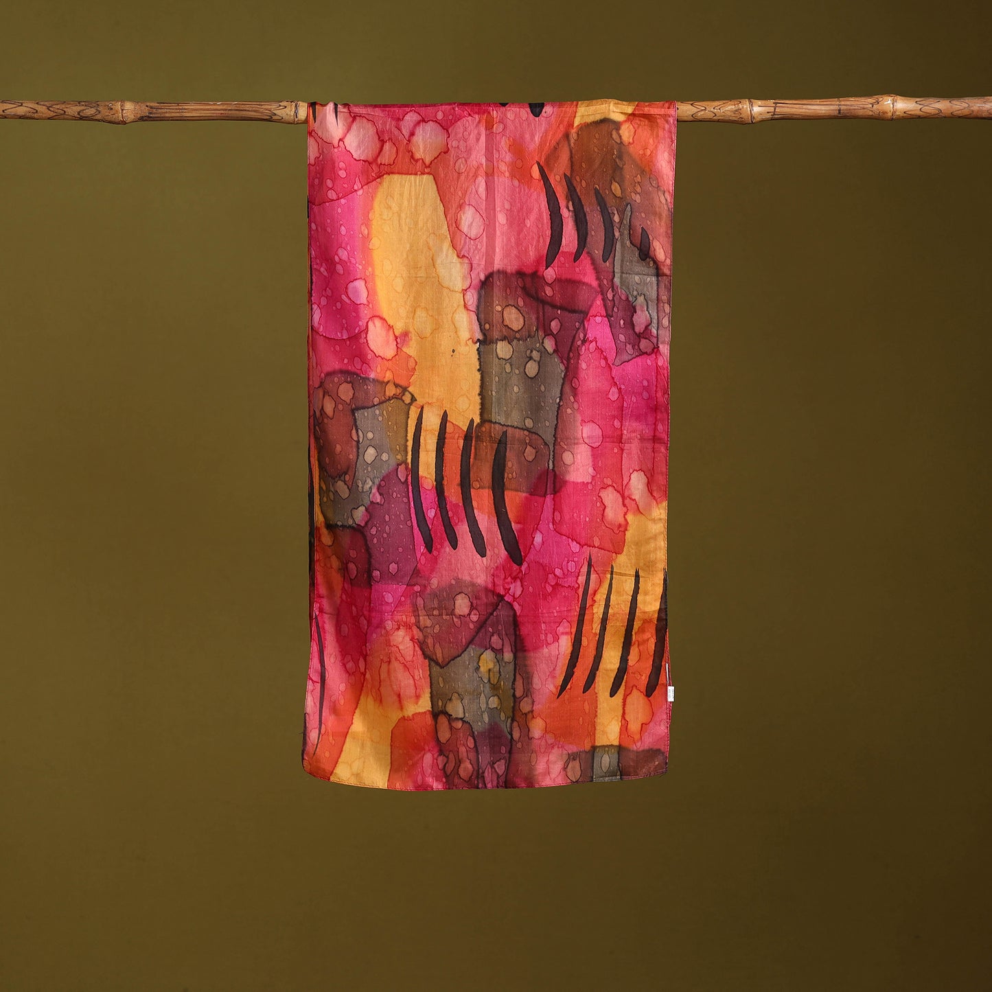 Multicolor - pure silk tie-dye stole 66 - handcrafted