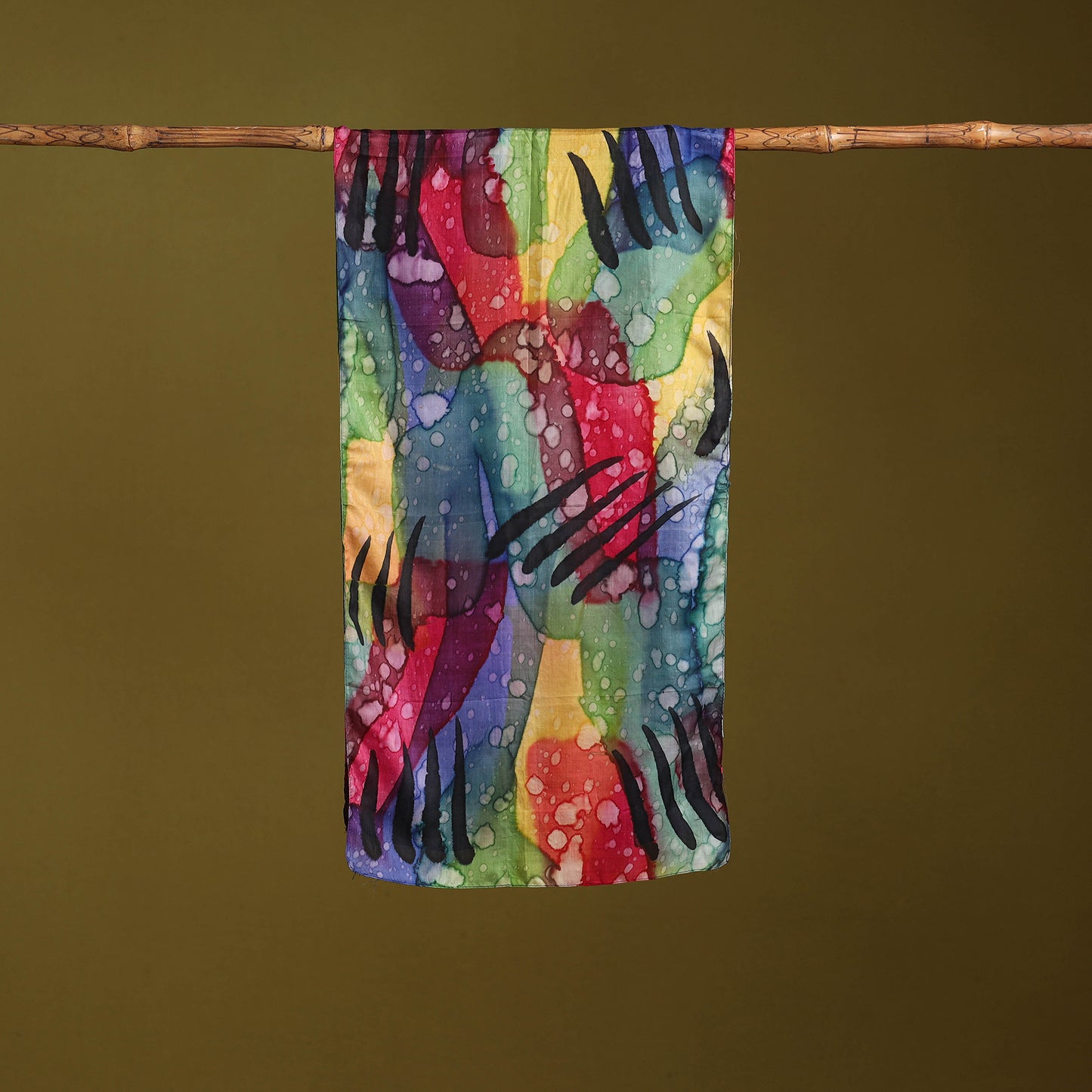 Multicolor - pure silk tie-dye stole 70 - handcrafted