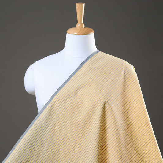 Yellow - Mangalagiri Handloom Stripe Cotton Fabric