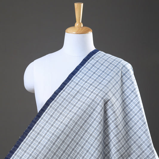 White - Mangalagiri Handloom Checks Cotton Fabric