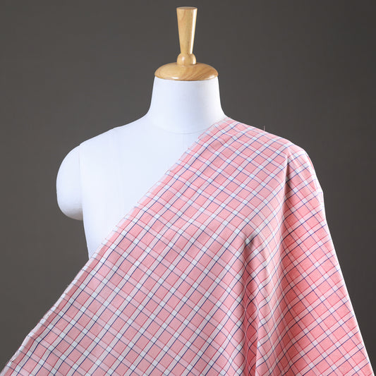 Pink - Mangalagiri Handloom Checks Cotton Fabric