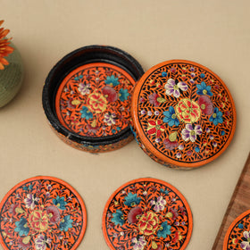 Handpainted Paper Mache Coaster with Box (Set of 6) 20