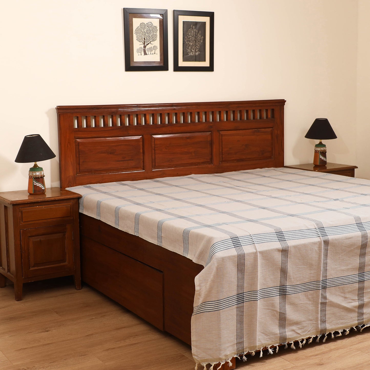 Handloom Cotton Double Bedsheet (108 x 90 in) 58
