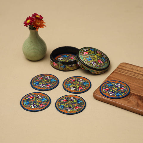 Handpainted Paper Mache Coaster with Box (Set of 6) 22