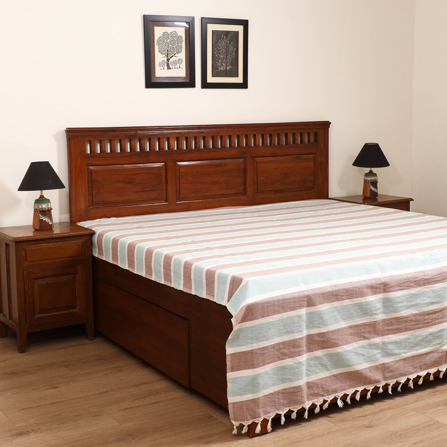 Handloom Cotton Double Bedsheet (108 x 90 in) 61