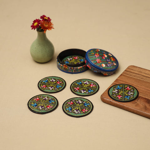 Handpainted Paper Mache Coaster with Box (Set of 6) 30
