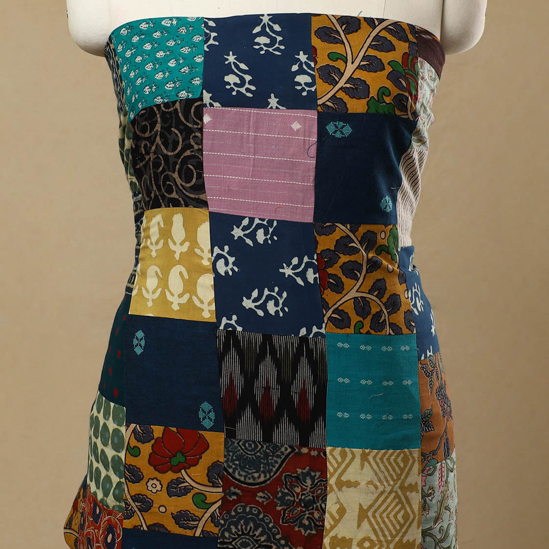 Multicolor - Handcrafted Patchwork Cotton Kurta Material (2.7m) 03