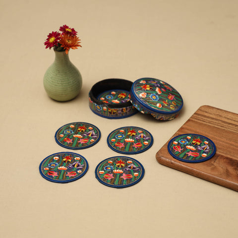 Handpainted Paper Mache Coaster with Box (Set of 6) 33