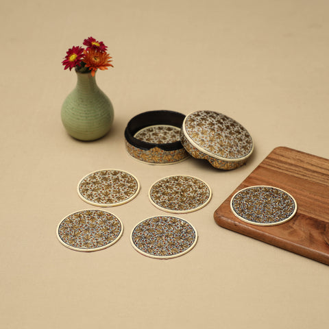Handpainted Paper Mache Coaster with Box (Set of 6) 37