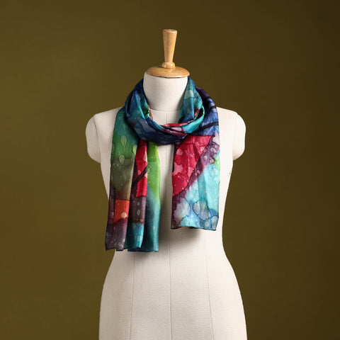 Multicolor - pure silk tie-dye stole 61 - handcrafted