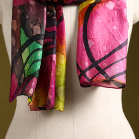 Multicolor - pure silk tie-dye stole 63 - handcrafted