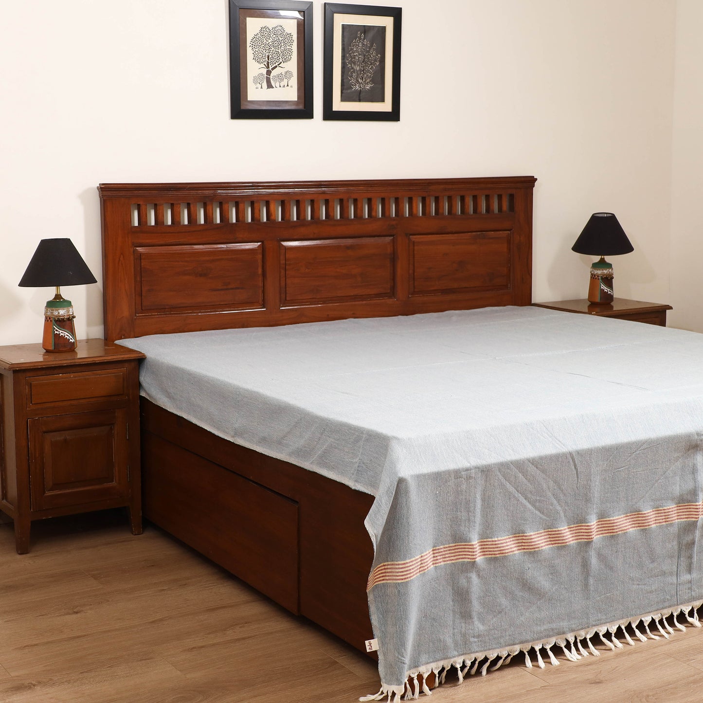 Handloom Cotton Double Bedsheet (108 x 90 in) 74
